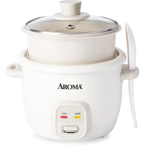 image:imageAROMA CoreCoat Rice Cooker with PopUp Food Steaming Basket 4 Cups Cooked 2 Cups UncookedWhite