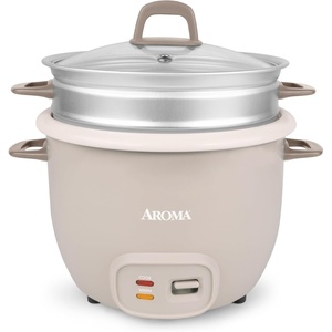 image:imageAROMA Rice Cooker 7Cup Uncooked  14Cup Cooked Steamer Grain Cooker Oatmeal Cooker Soup Maker Auto Keep Warm 3Qt Sand ARC7971SD
