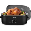 image:imageAROMA 22Qt Roaster Oven with SelfBasting Lid Fits 26lb Turkey Adjustable Temperature Settings Keep Warm Setting Stainless Steel ART832ST18 Qt Black