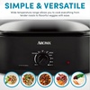 image:imageAROMA 22Qt Roaster Oven with SelfBasting Lid Fits 26lb Turkey Adjustable Temperature Settings Keep Warm Setting Stainless Steel ART832ST18 Qt Black