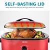 image:imageAROMA 22Qt Roaster Oven with SelfBasting Lid Fits 26lb Turkey Adjustable Temperature Settings Keep Warm Setting Stainless Steel ART832ST18 Qt Red
