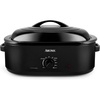 image:imageAROMA 22Qt Roaster Oven with SelfBasting Lid Fits 26lb Turkey Adjustable Temperature Settings Keep Warm Setting Stainless Steel ART832ST18 Qt Black