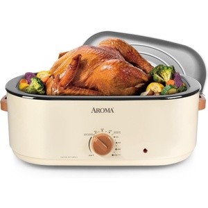 image:imageAROMA 22Qt Roaster Oven with SelfBasting Lid Fits 26lb Turkey Adjustable Temperature Settings Keep Warm Setting Stainless Steel ART832ST18 Qt Oatmeal